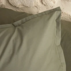 Lot de 2 taies d'oreiller en percale de coton - vert cèdre 65x65cm