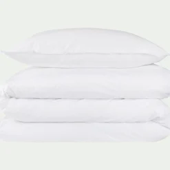 Lot de 2 taies d'oreiller en percale de coton - blanc 50x70cm