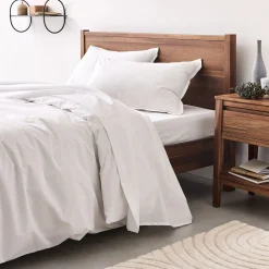 Lot de 2 taies d'oreiller en percale de coton - blanc 50x70cm