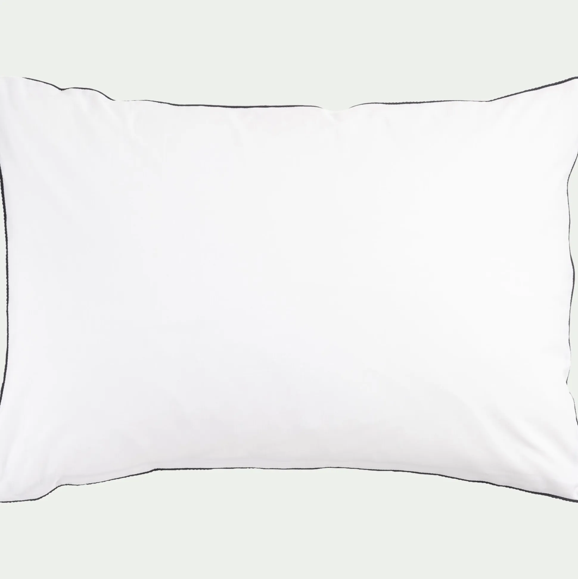 Lot de 2 taies d'oreiller en percale de coton 50x70cm avec liseré tressé gris calabrun - blanc