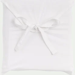 Lot de 2 taies d'oreiller en percale de coton 50x70cm avec liseré tressé gris calabrun - blanc