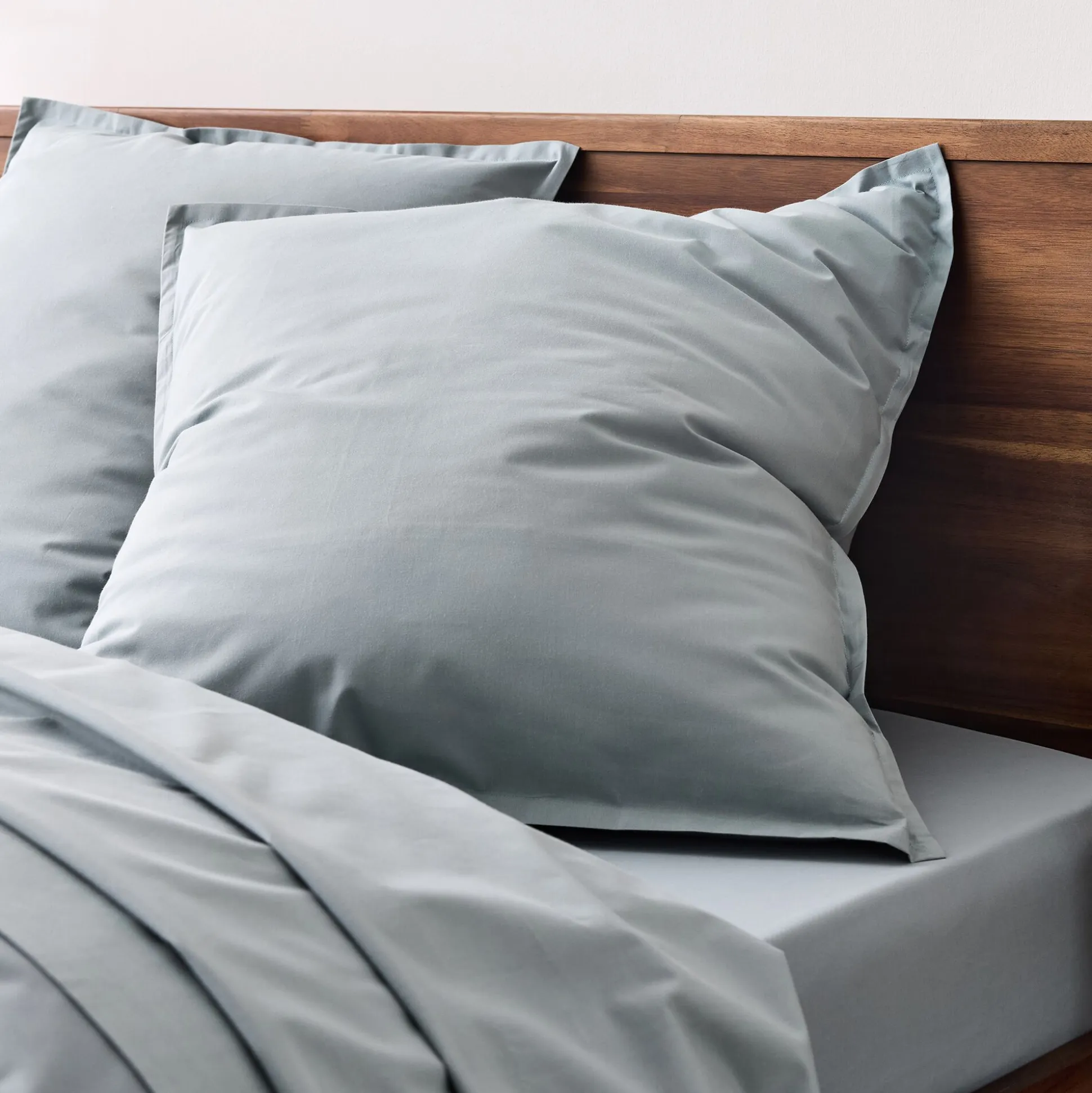 Lot de 2 taies d'oreiller en percale de coton - bleu calaluna 65x65cm