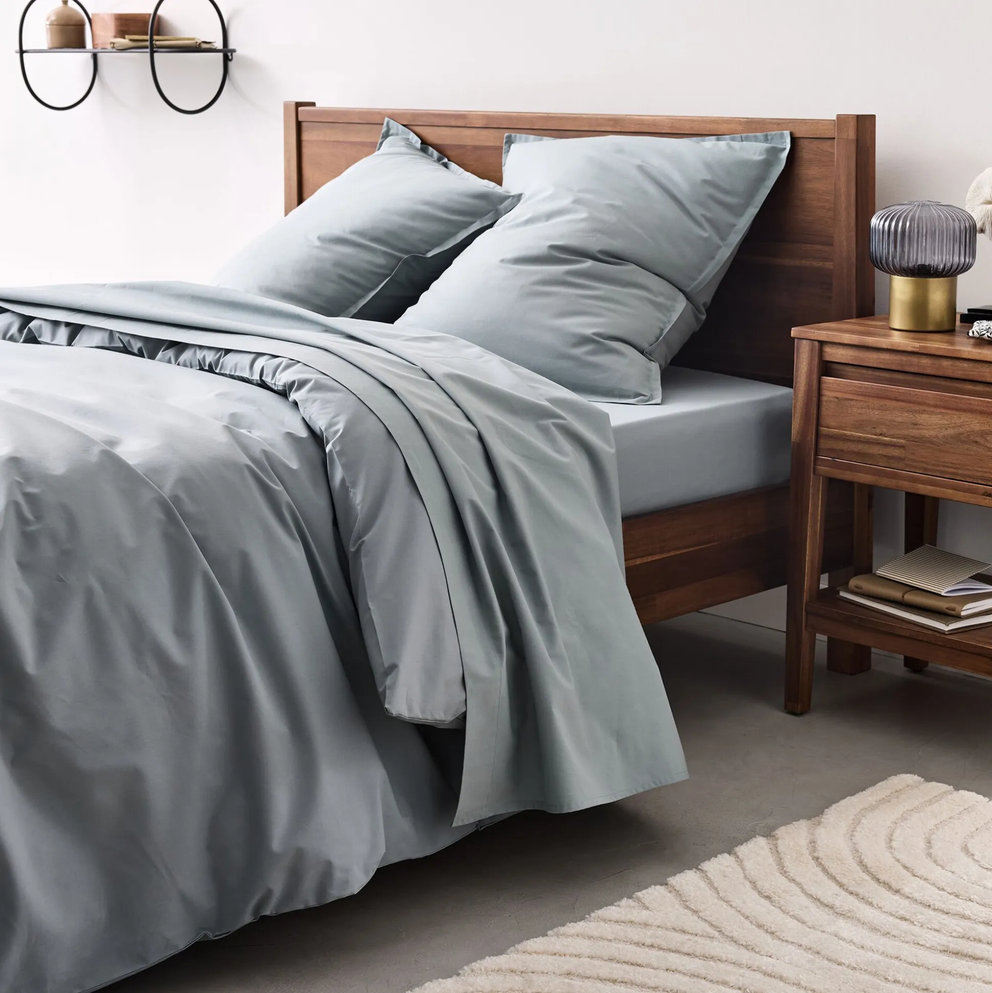 Lot de 2 taies d'oreiller en percale de coton - bleu calaluna 65x65cm