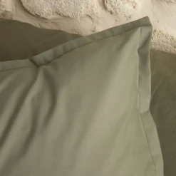 Lot de 2 taies d'oreiller en percale de coton - vert cèdre 50x70cm