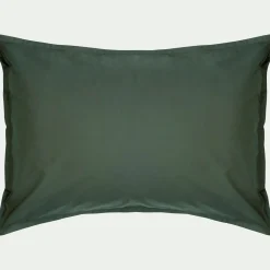 Lot de 2 taies d'oreiller en percale de coton - vert cèdre 50x70cm
