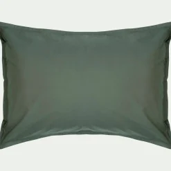 Lot de 2 taies d'oreiller en percale de coton - vert cèdre 50x70cm