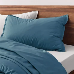 Lot de 2 taies d'oreiller en percale de coton - bleu figuerolles 50x70cm