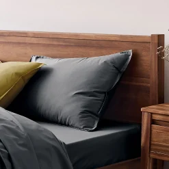 Lot de 2 taies d'oreiller en percale de coton - gris ardoise 50x70cm