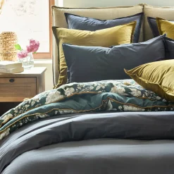 Lot de 2 taies d'oreiller en percale de coton - jaune alep 65x65cm