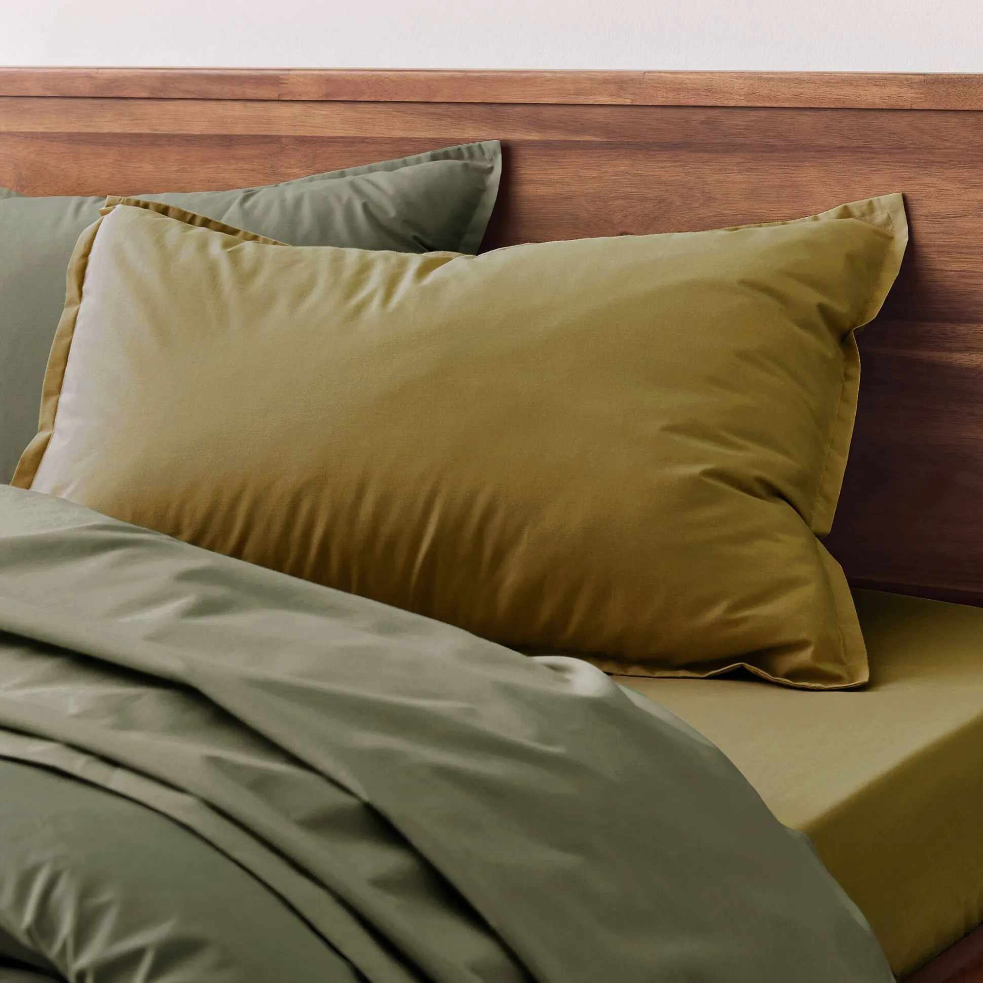 Lot de 2 taies d'oreiller en percale de coton - jaune alep 50x70cm