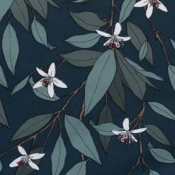Lot de 2 taies d'oreiller fleurs d'oranger en percale de coton 50x70cm - bleu