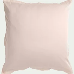 Lot de 2 taies d'oreillers en satin lavé de 65x65cm - rose pétale