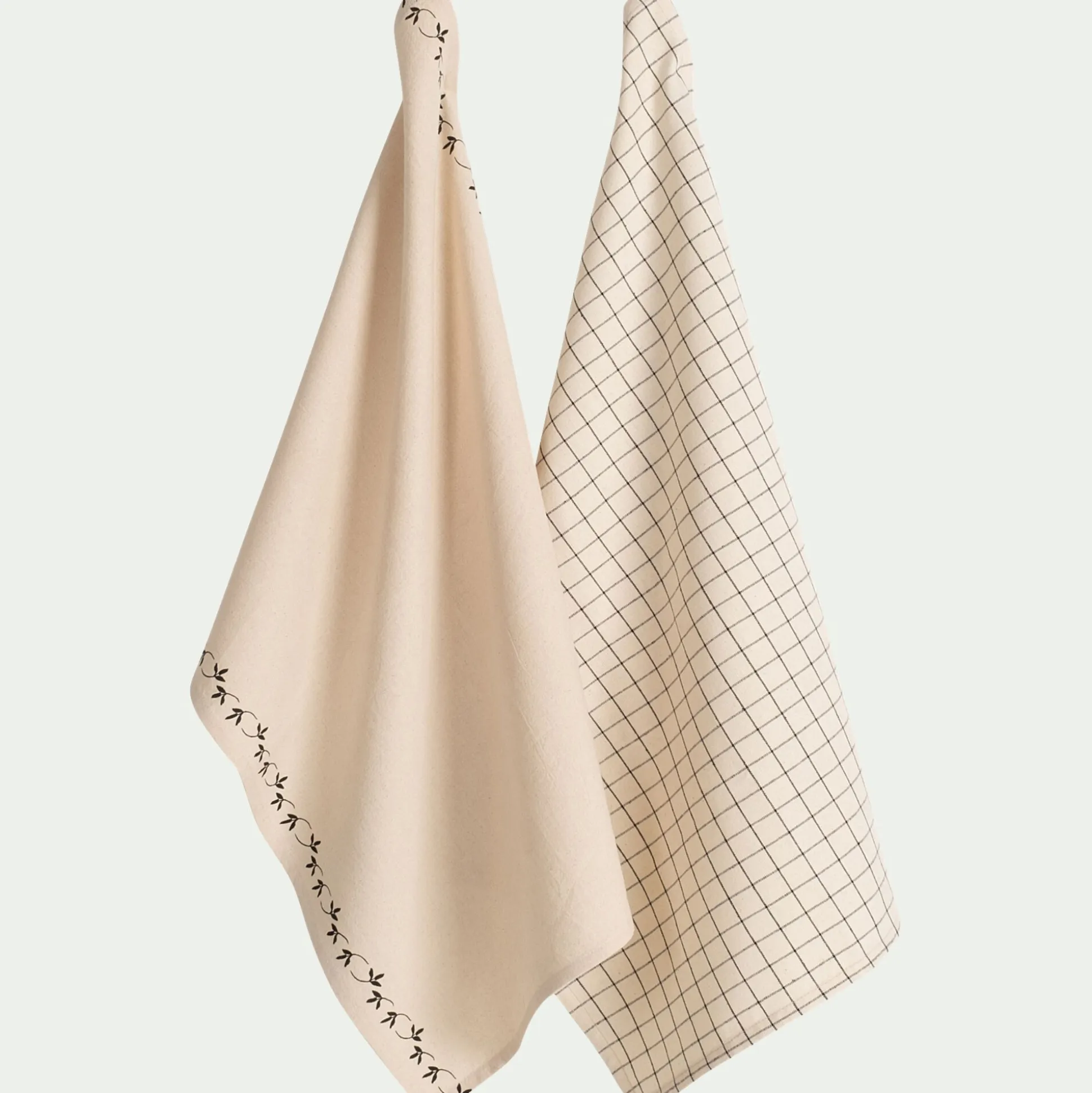Lot de 2 torchons en coton à motifs 50x70cm - noir