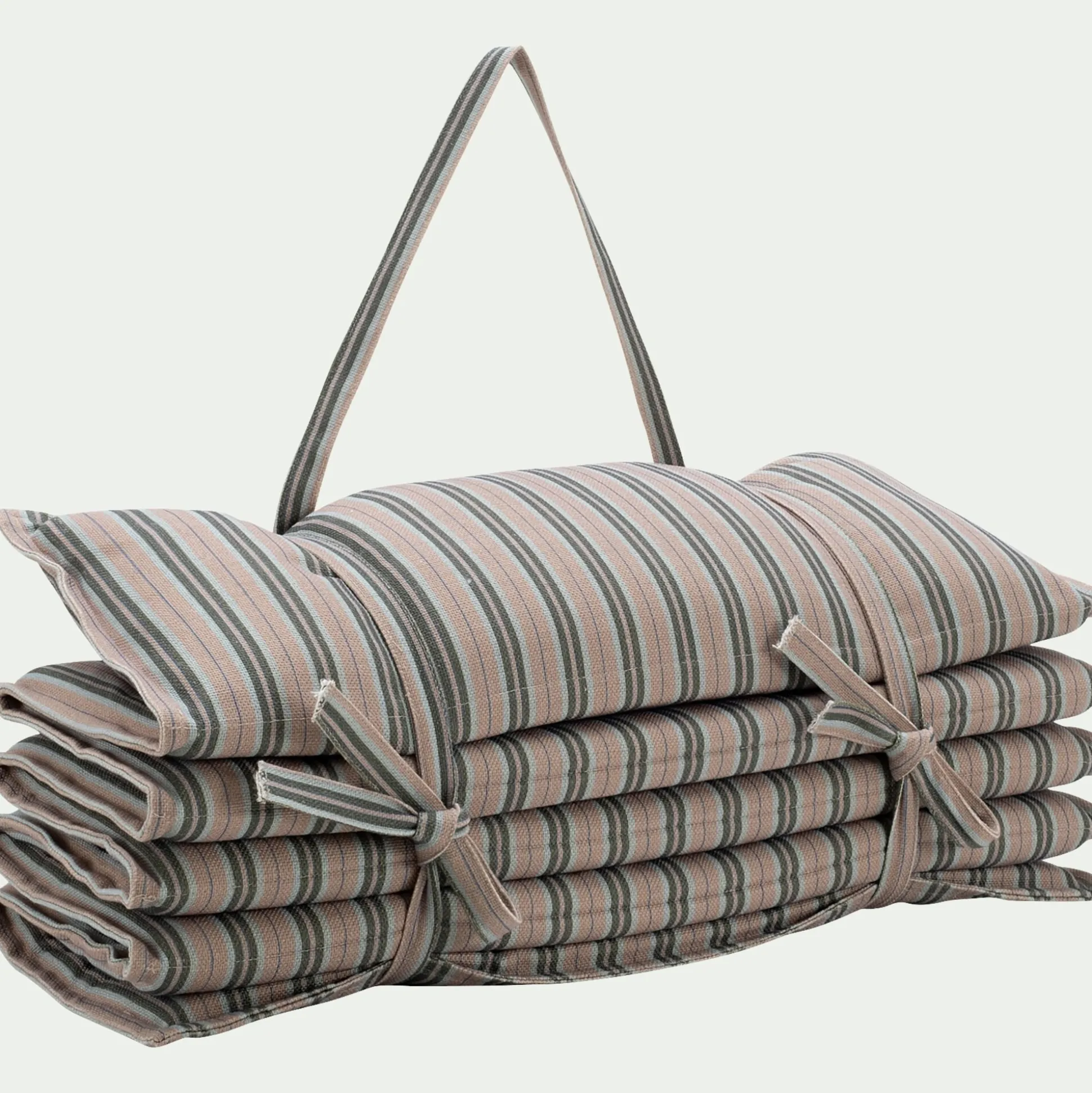 Matelas de plage transportable à rayures - vert