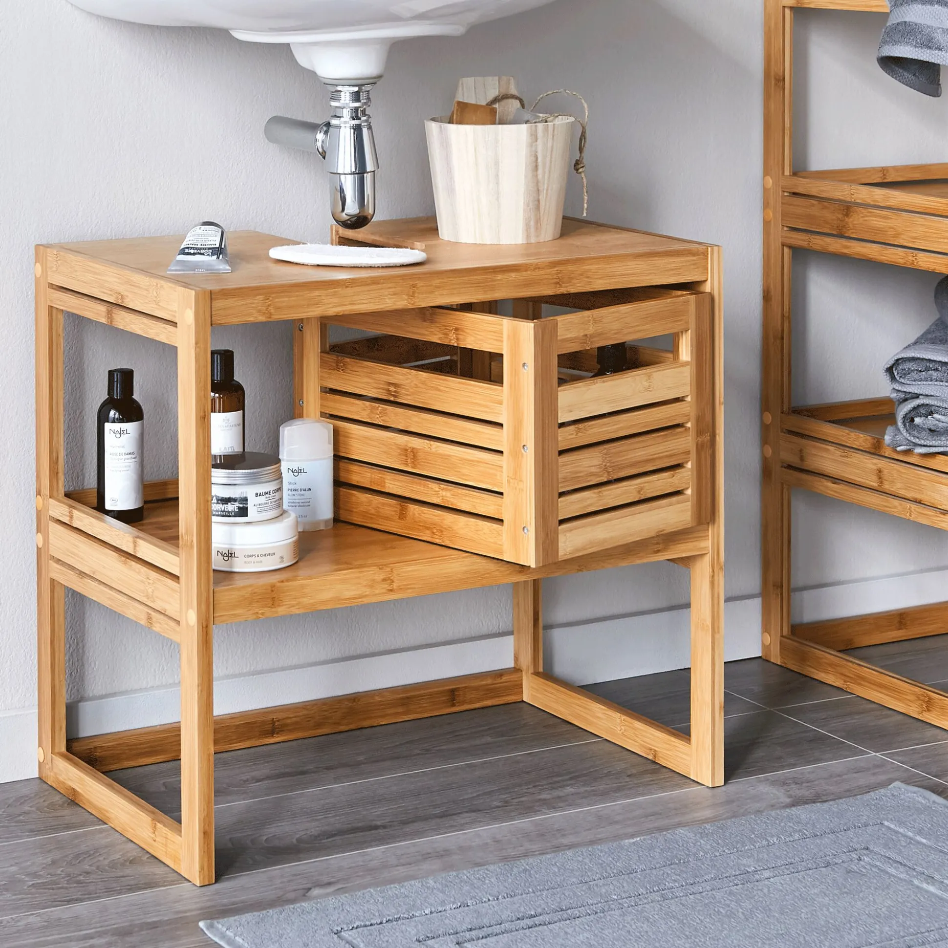 Meuble sous-vasque en bambou - L61cm