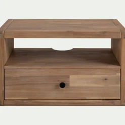 Meuble sous vasque simple mural en acacia L80cm - bois clair
