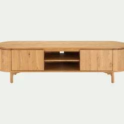 Meuble tv ovale en bois - bois clair L180xl45xH48cm