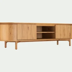 Meuble tv ovale en bois - bois clair L180xl45xH48cm