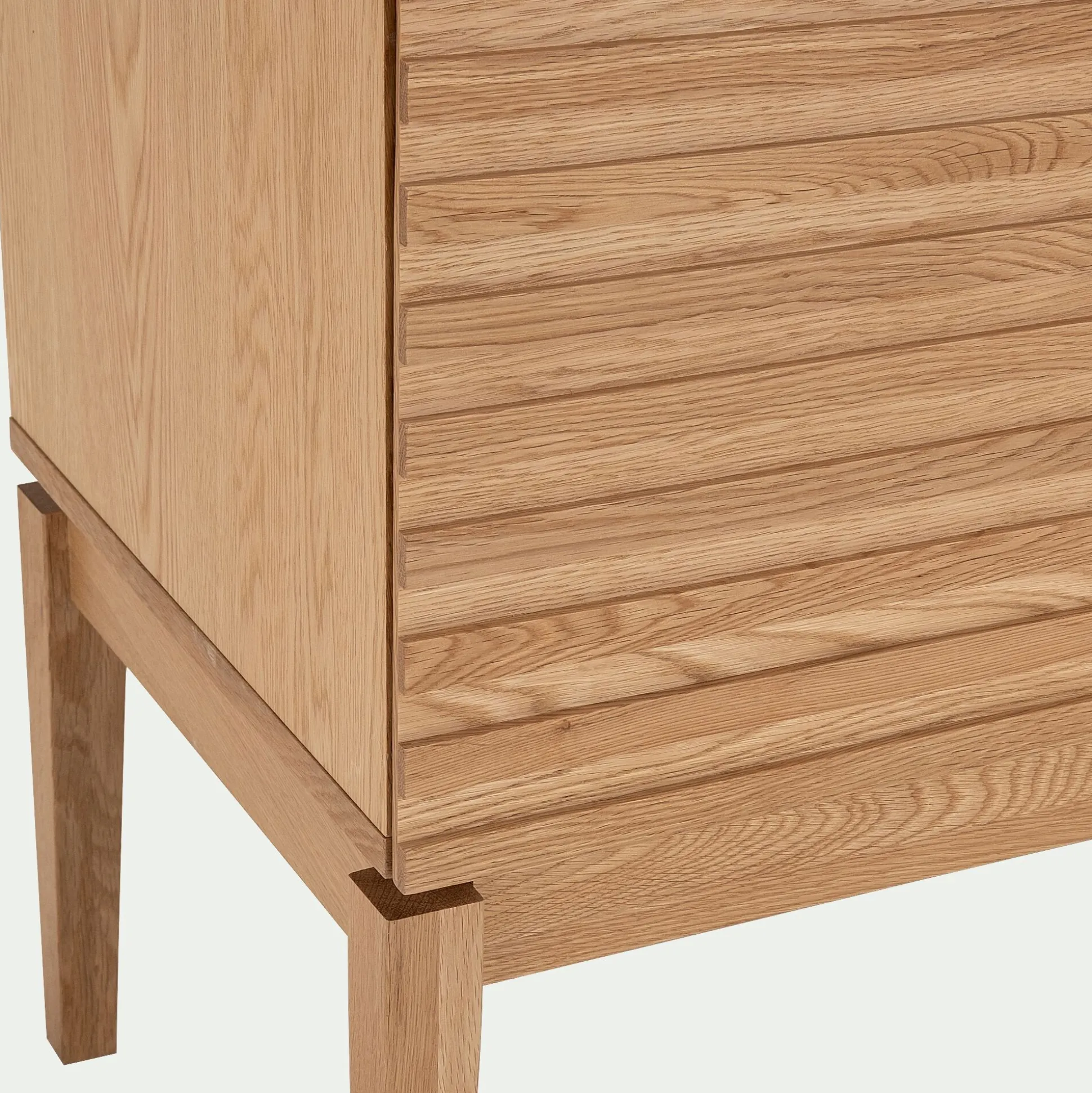 Meuble TV plaqué chêne avec porte coulissante L176cm