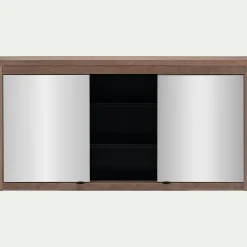 Miroir double avec rangement en pin placage eucalyptus L120xl42cm - bois foncé