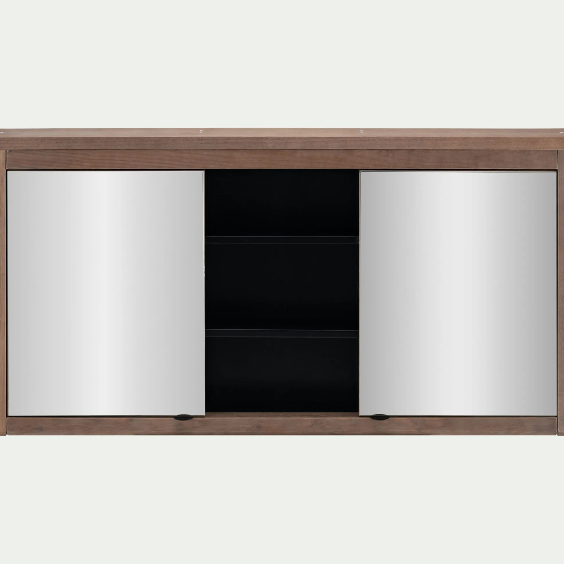 Miroir double avec rangement en pin placage eucalyptus L120xl42cm - bois foncé