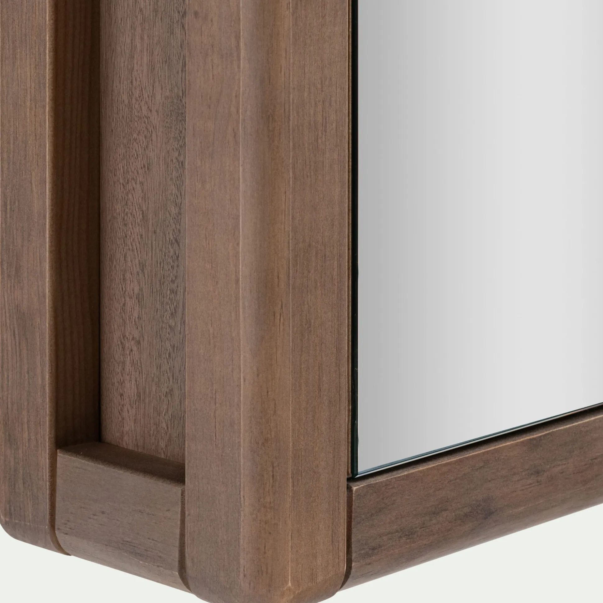 Miroir double avec rangement en pin placage eucalyptus L120xl42cm - bois foncé