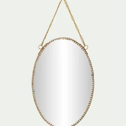 Miroir mural ovale en laiton 15x22,5cm - doré