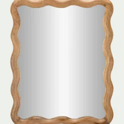 Miroir ondulé en bois de manguier 51x63cm - bois clair