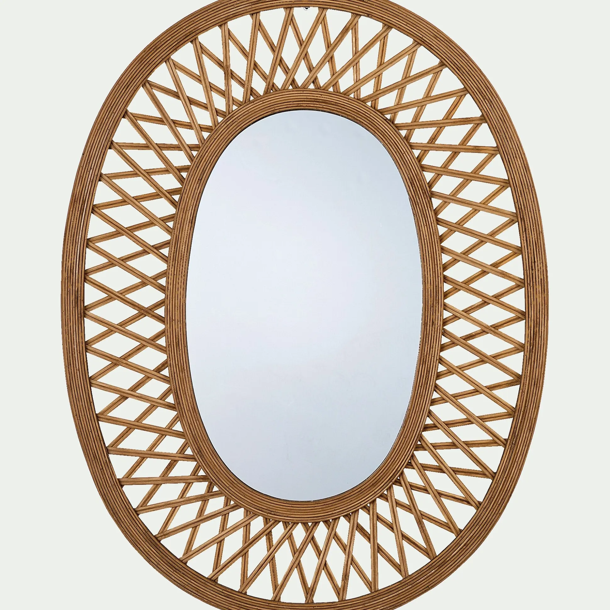 Miroir ovale cannage en bambou - naturel H81cm
