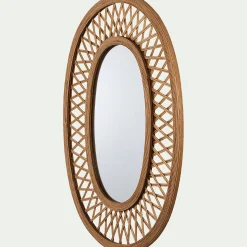 Miroir ovale cannage en bambou - naturel H81cm