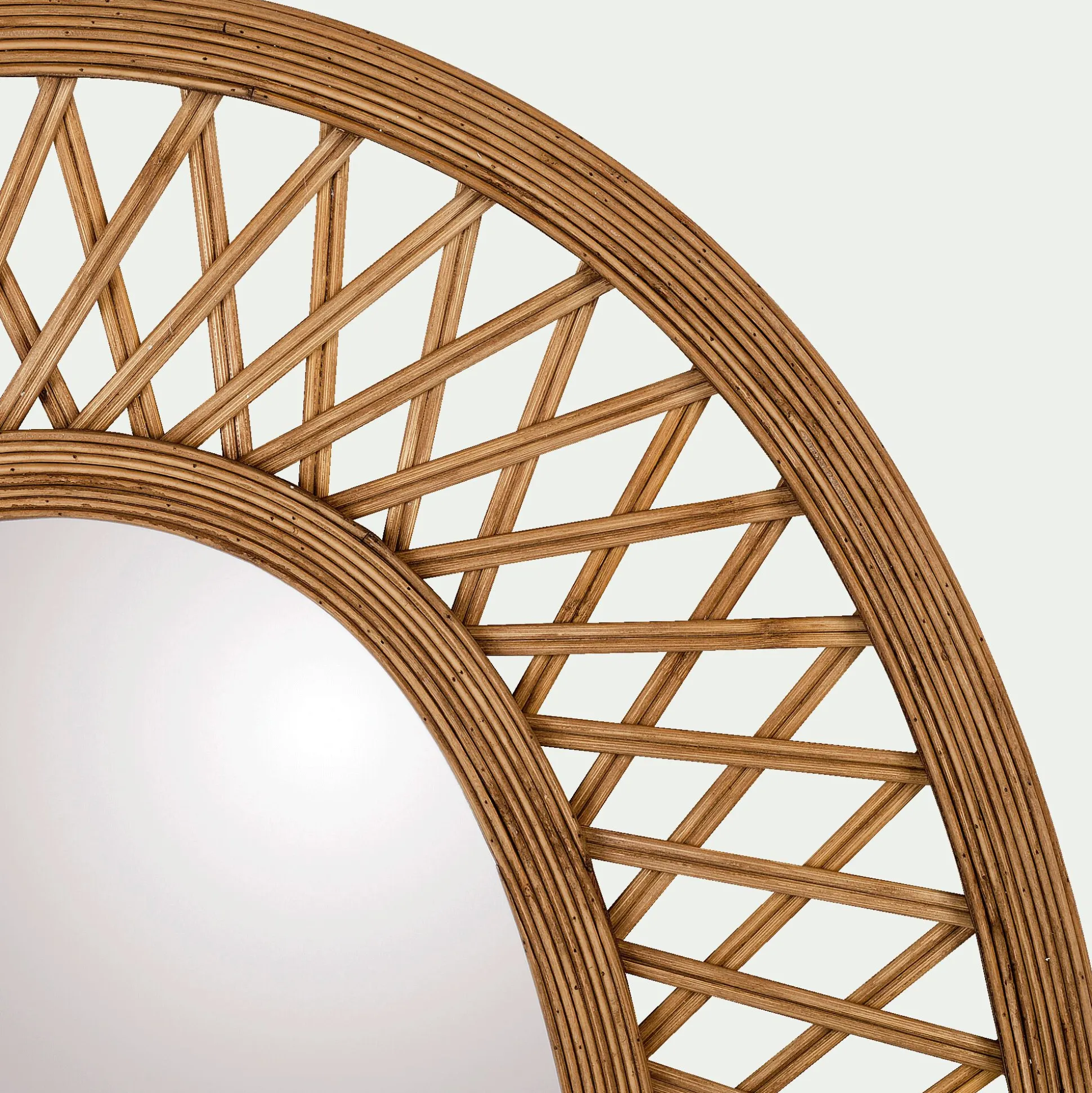 Miroir ovale cannage en bambou - naturel H81cm