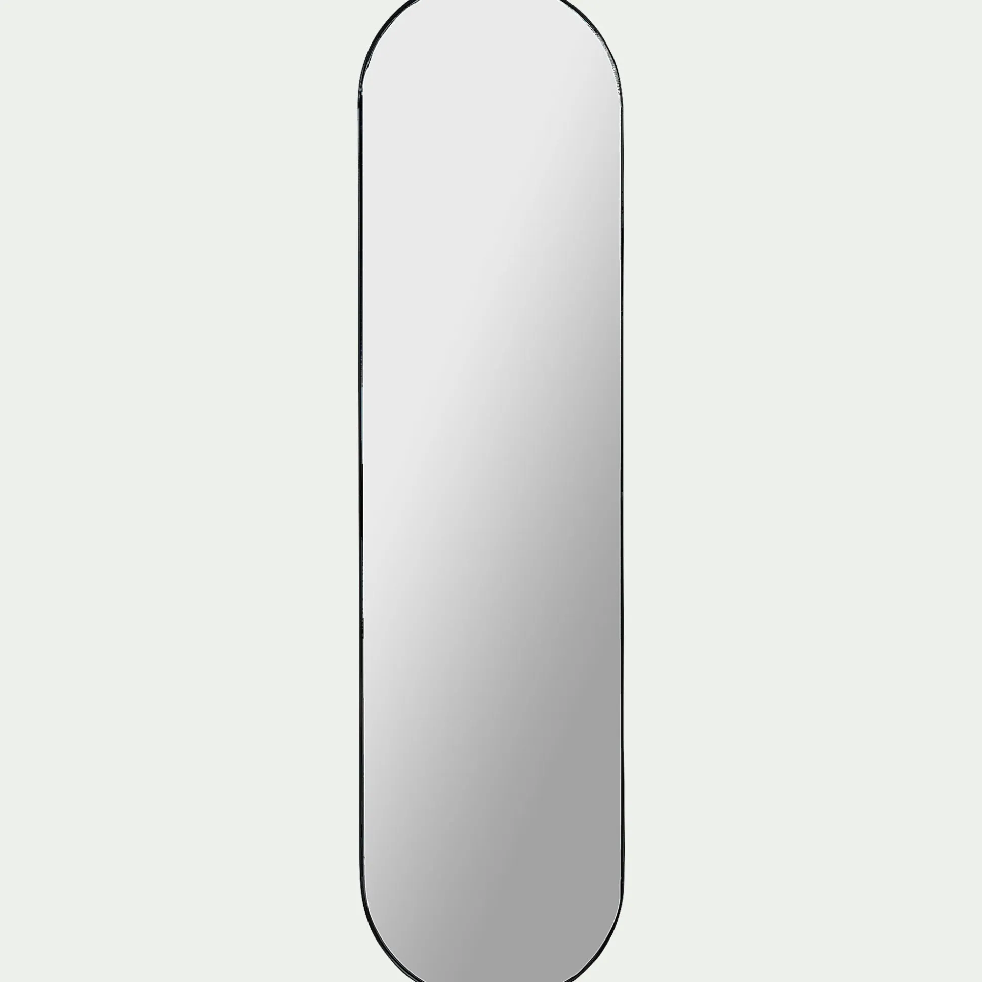 Miroir ovale en métal reflets bleutés - noir 30x120cm