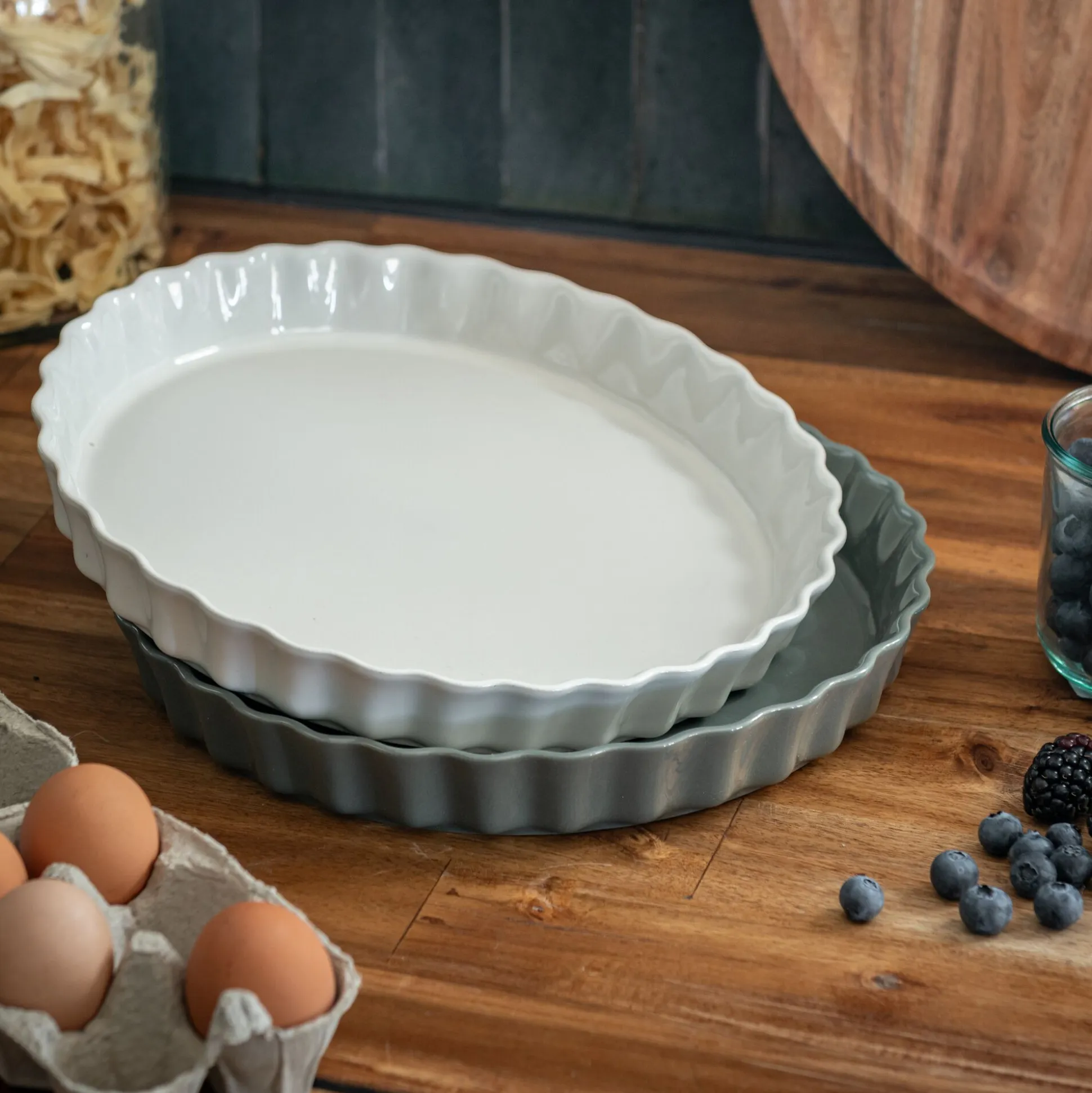 Moule à tarte en céramique D31cm - vert cèdre
