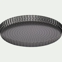 Moule à tarte perforé à fond amovible en acier 30cm - gris anthracite