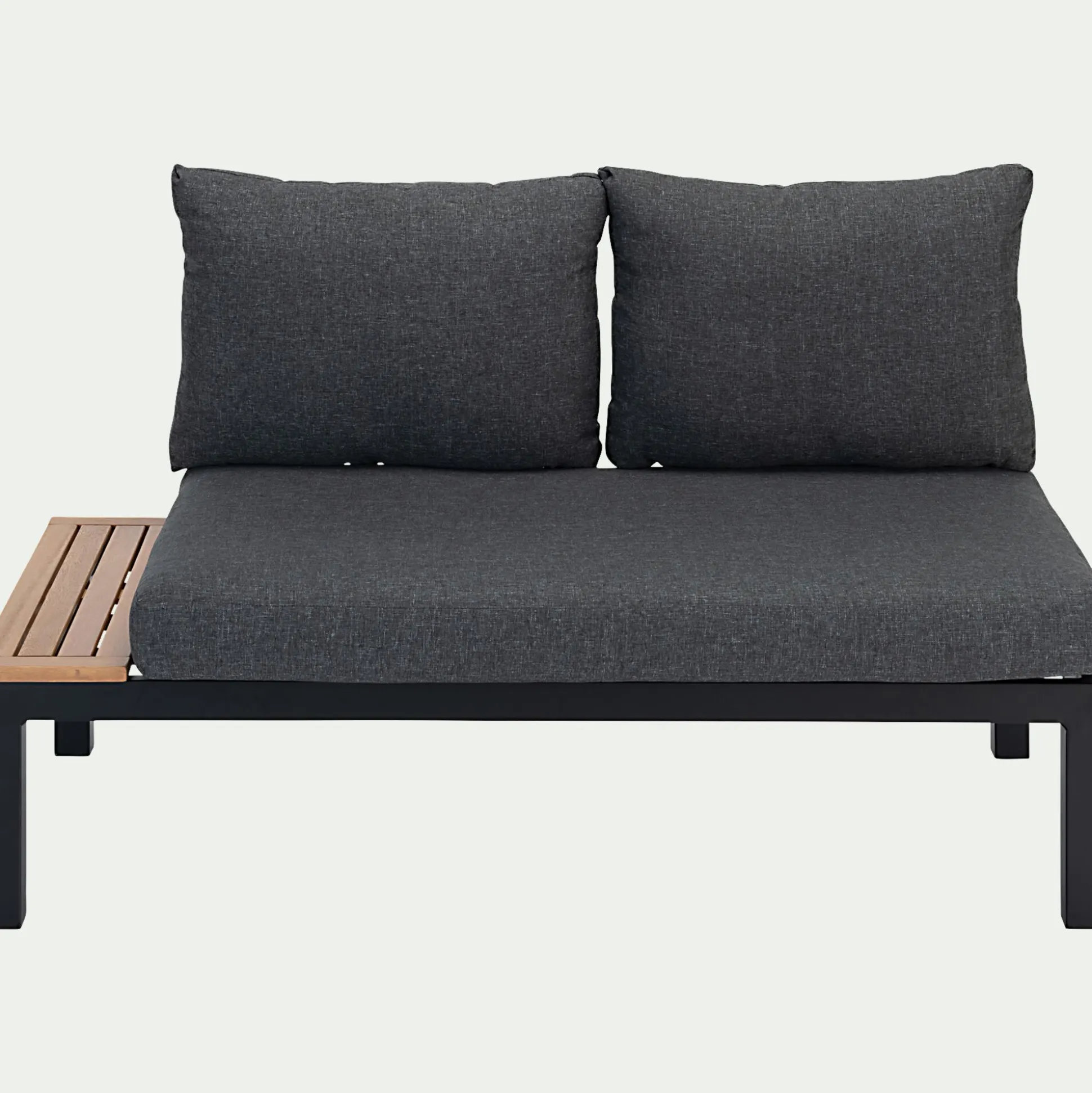 Méridienne de jardin en aluminium et eucalyptus - noir (2 places)