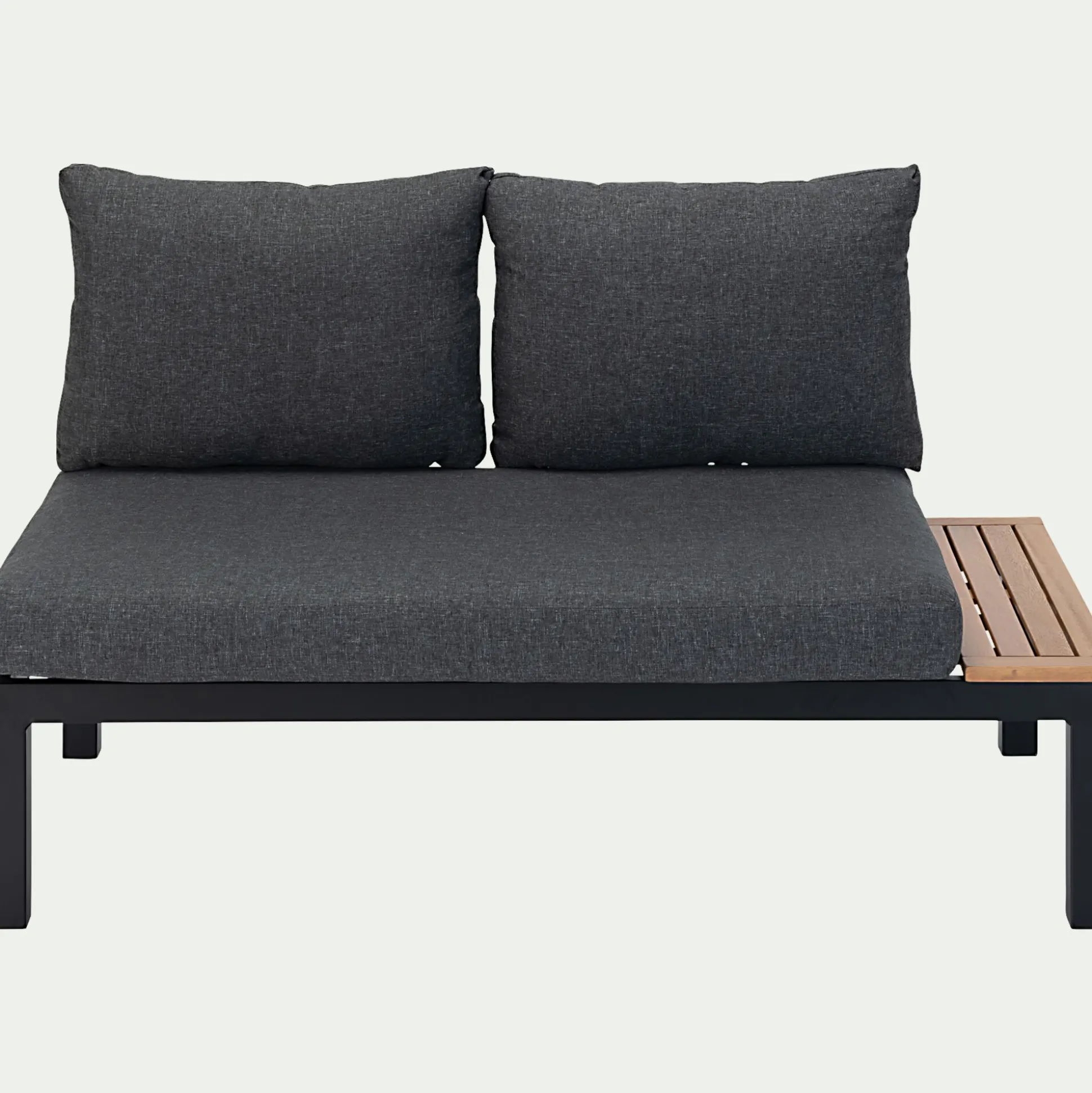 Méridienne de jardin en aluminium et eucalyptus - noir (2 places)