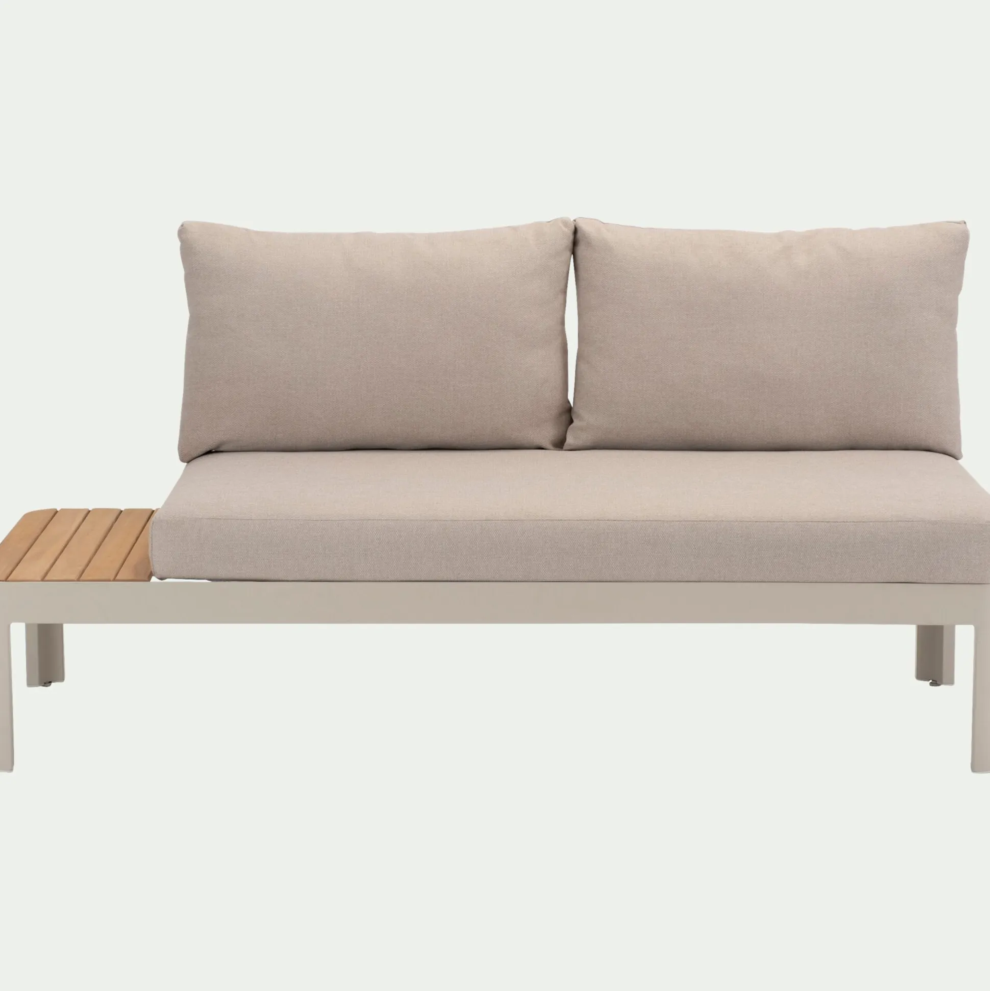 Méridienne de jardin modulable en teck - beige ( 2 places)