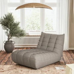 Méridienne en tissu bouclette - gris clair