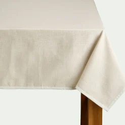 Nappe en coton finition biais bicolore 150x250cm - beige