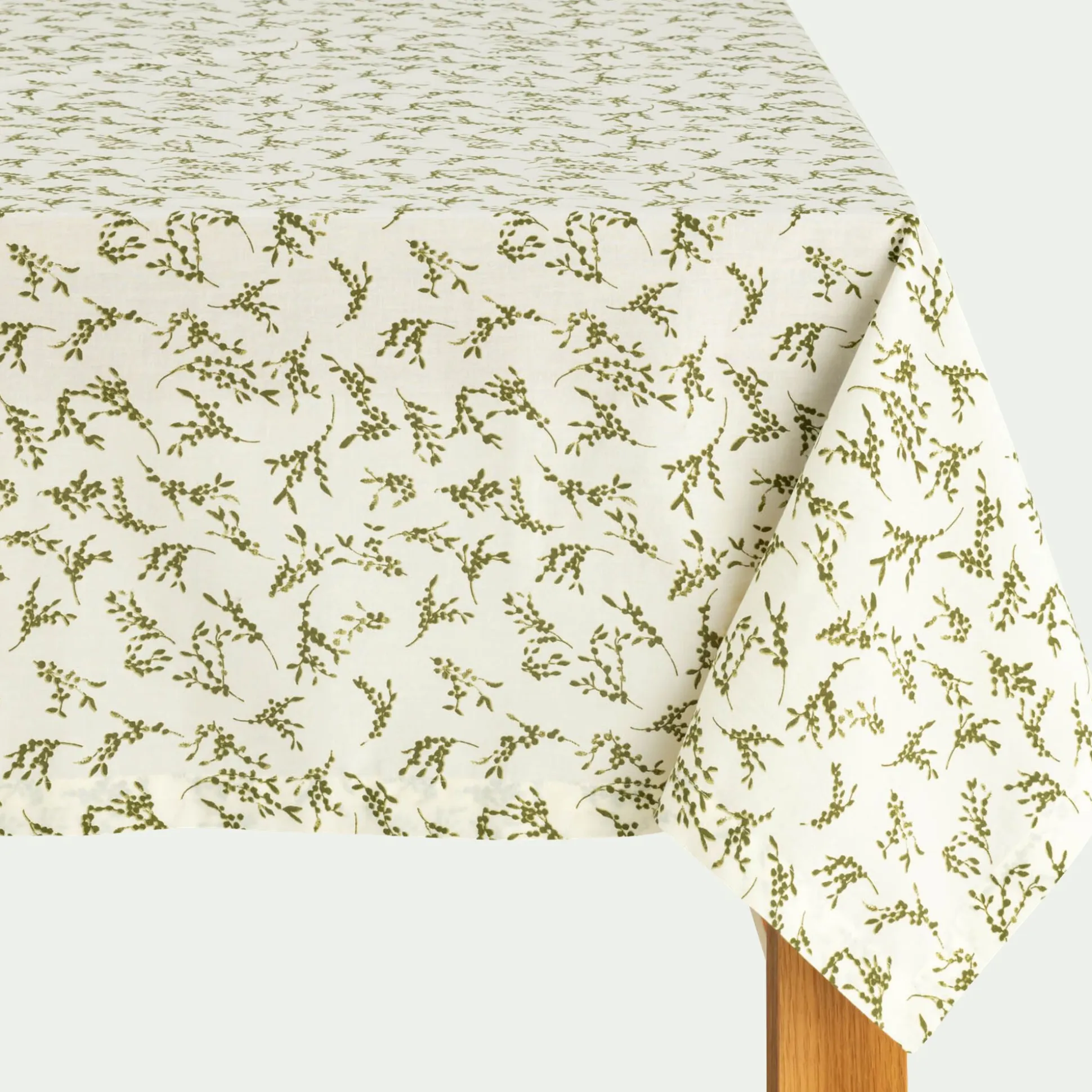 Nappe en coton à motif végétal 150x250cm - vert