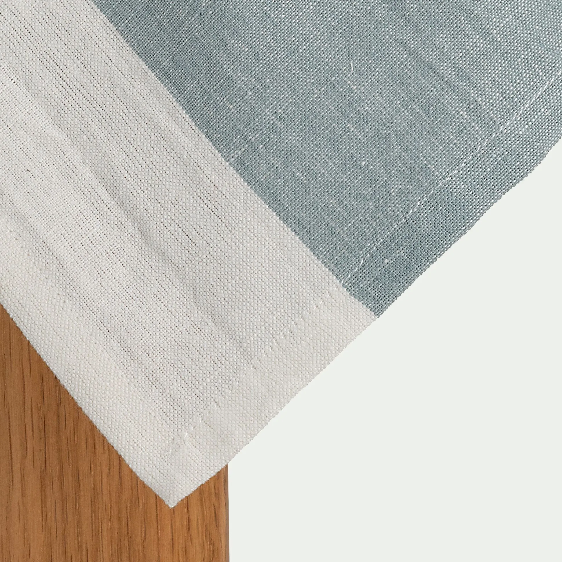 Nappe en lin et coton - bleu calaluna et naturel 170x250cm