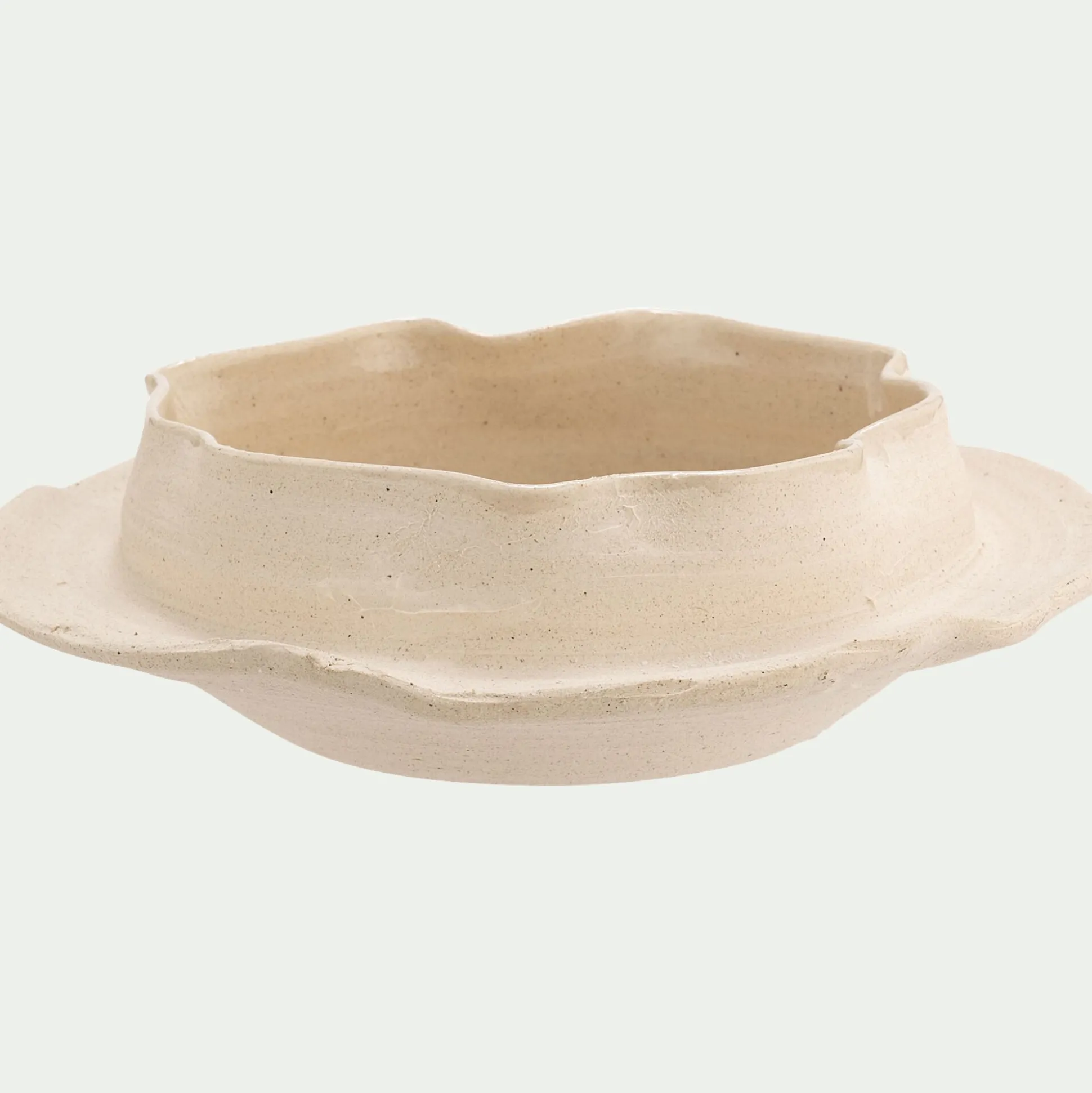 Objet déco à poser en grès D25xH7,5cm - beige