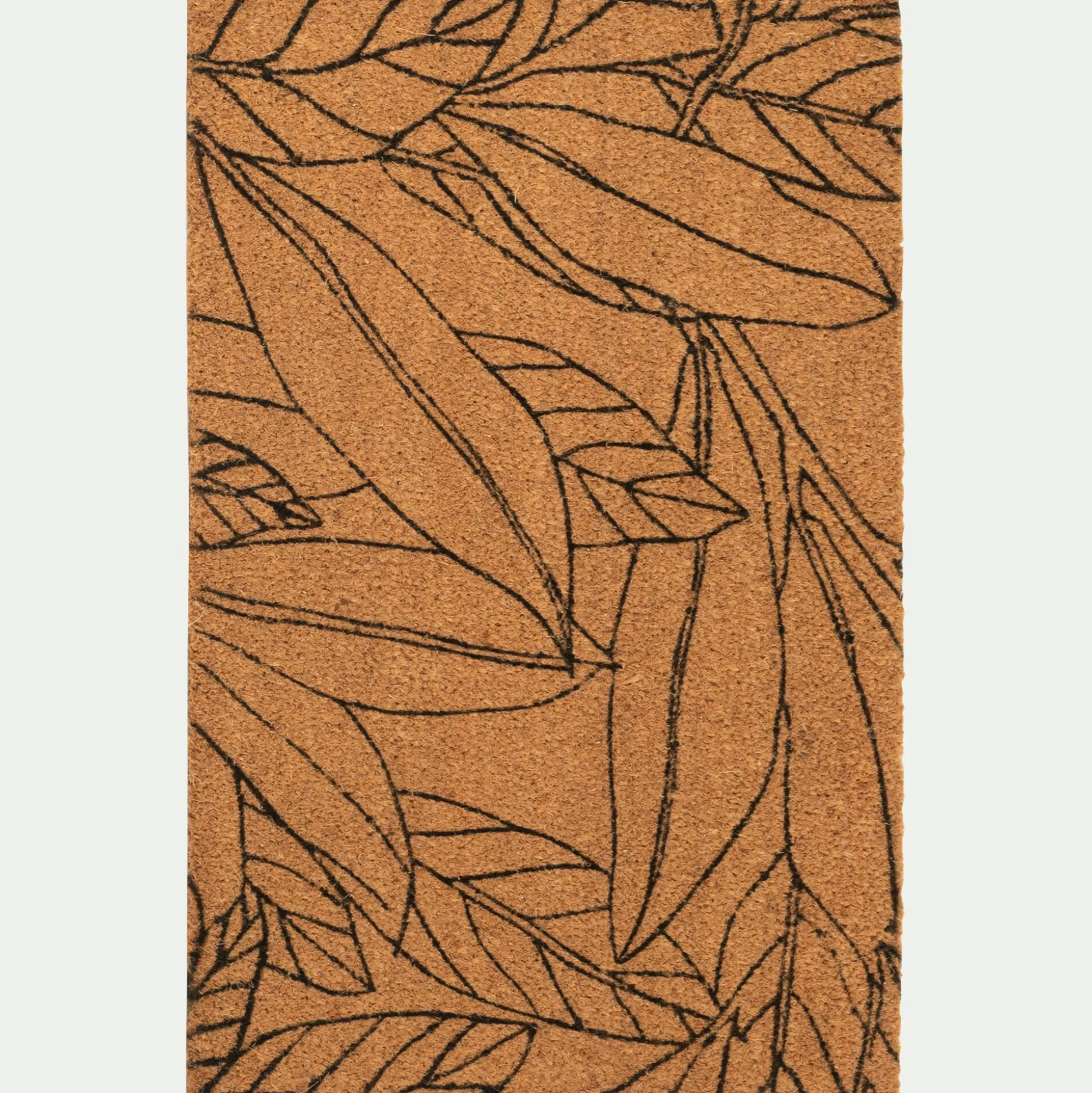 Paillasson en fibres de noix de coco et revers en vinyle à motifs laurier - naturel 80x50cm