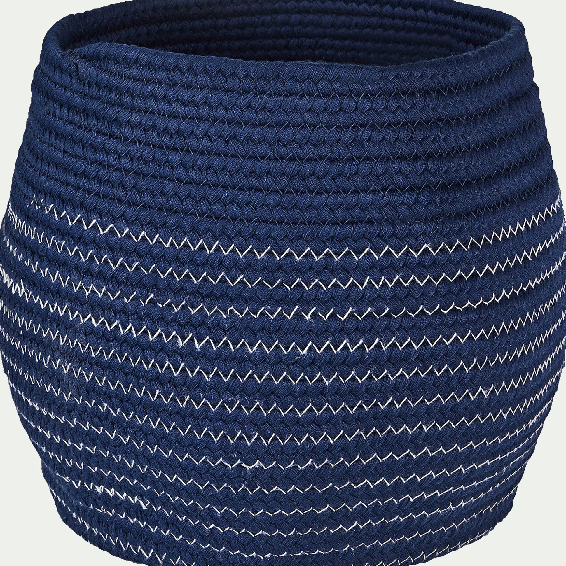 Panier déco en polycoton - bleu figuerolles H23xD21cm