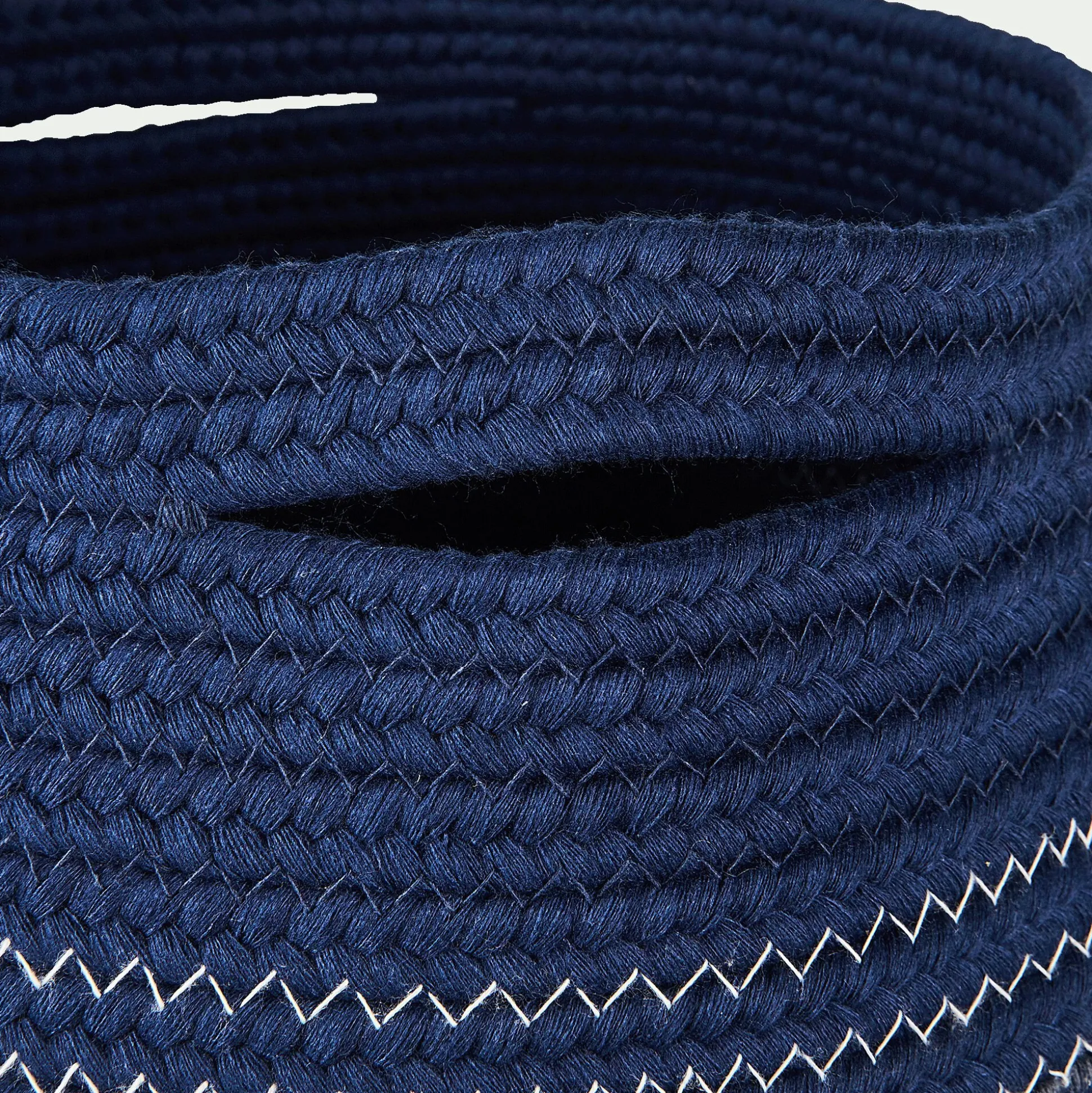 Panier déco en polycoton - bleu figuerolles H23xD21cm