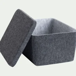 Panier de rangement en feutrine H16cm - gris anthracite