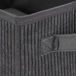 Panier de rangement en velours côtelé H12xL26xl20 cm - gris ardoise