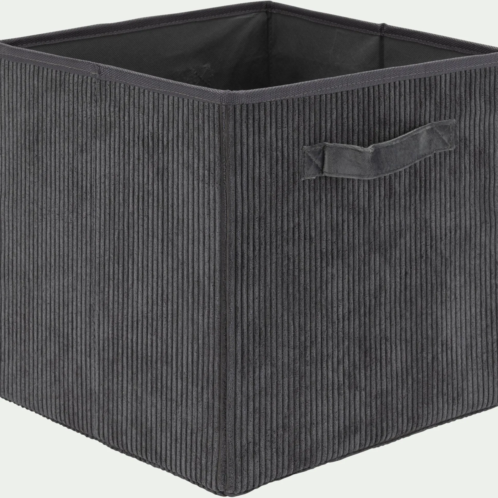 Panier de rangement en velours côtelé H30xL30cm - gris ardoise