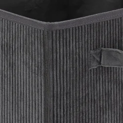Panier de rangement en velours côtelé H30xL30cm - gris ardoise