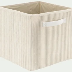 Panier de rangement en velours côtelé H30xL30cm - blanc ventoux